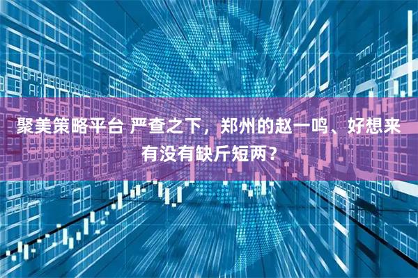 聚美策略平台 严查之下，郑州的赵一鸣、好想来有没有缺斤短两？